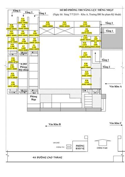 sơ đồ phòng thi JLPT Đà Nẵng