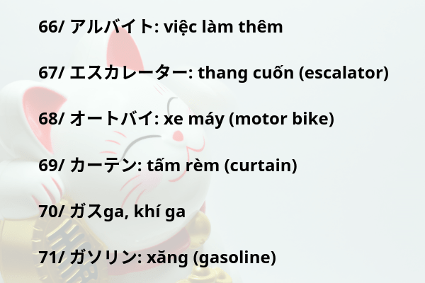 Tổng hợp từ vựng Katakana N5, N4