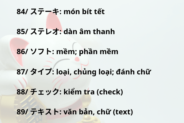 Tổng hợp từ vựng Katakana N5, N4