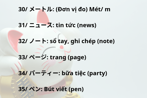 Tổng hợp từ vựng Katakana N5, N4