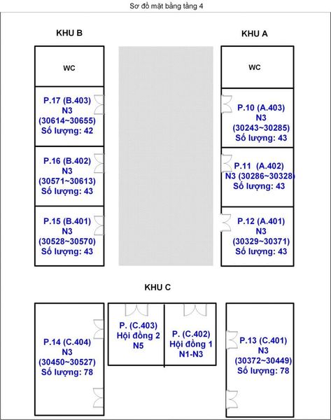 Sơ đồ phòng thi JLPT tại Đại học Đà Nẵng