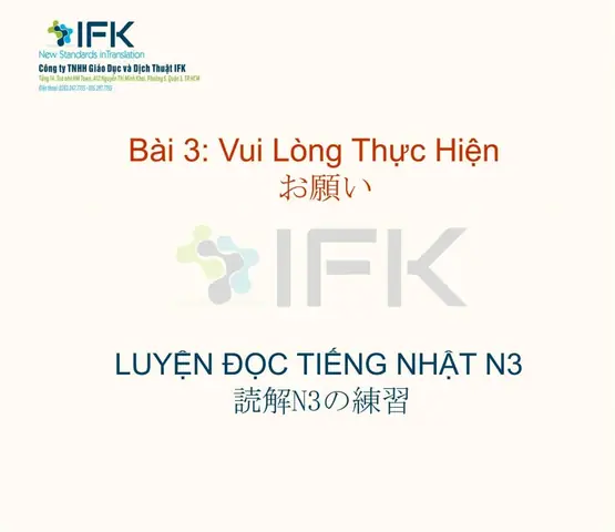 Bài Đọc Tiếng Nhật N3