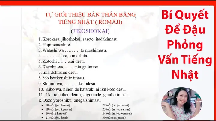 Bài Giới Thiệu Bản Thân Tiếng Nhật