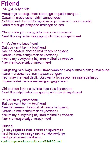 Bài Hát Best Friend Tiếng Nhật
