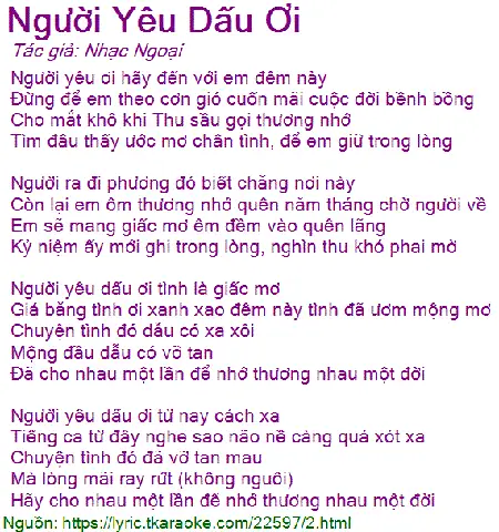 Bài Hát Người Yêu Dấu Ơi Tiếng Nhật