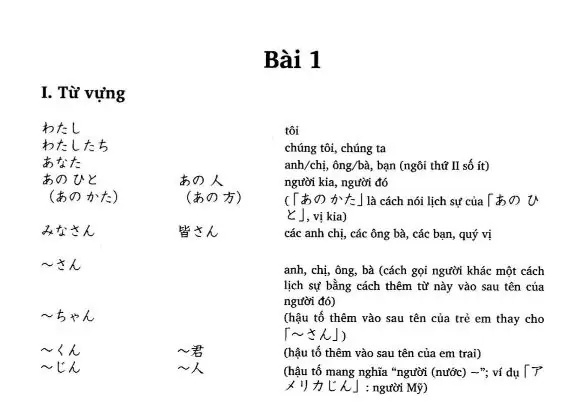 Bài Tập Tiếng Nhật Bài 1