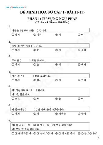 Bài Test Tiếng Nhật Sơ Cấp
