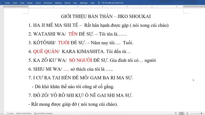 Bài Văn Giới Thiệu Bản Thân Bằng Tiếng Nhật