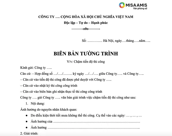Bản Tường Trình Tiếng Nhật