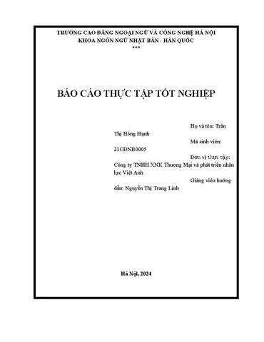 Báo Cáo Thực Tập Tiếng Nhật
