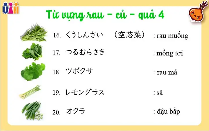 Các Loại Rau Tiếng Nhật