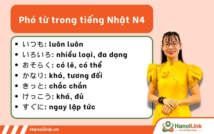 Các Phó Từ Trong Tiếng Nhật N5