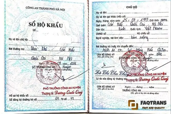 Cách Dịch Sổ Hộ Khẩu Sang Tiếng Nhật