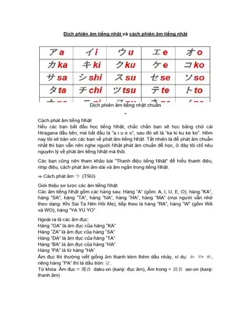 Cách Đọc Phiên Âm Tiếng Nhật