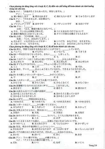 Đề Thi Tiếng Nhật Đề Thi Tiếng Nhật