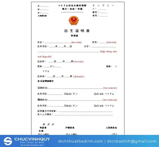 Dịch Thuật Giấy Khai Sinh Sang Tiếng Nhật