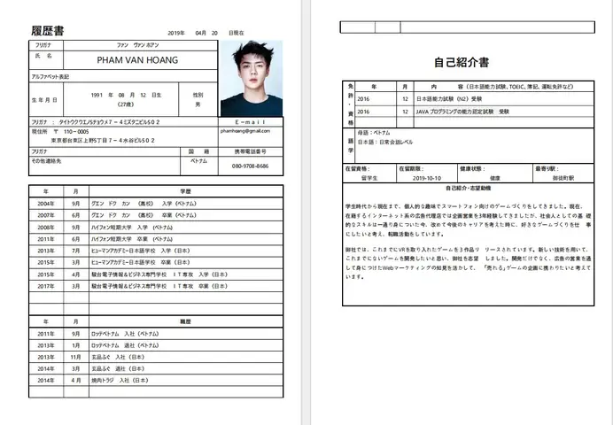 Download Cv Tiếng Nhật
