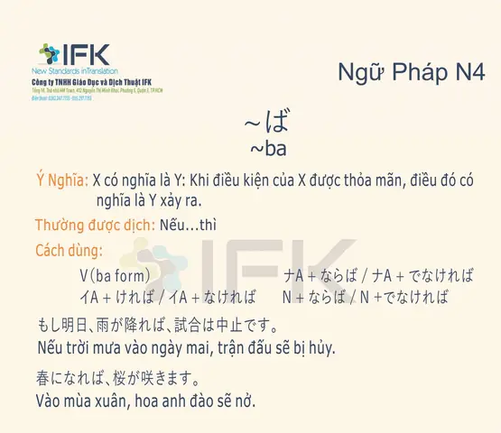Ngữ Pháp Nếu Thì Trong Tiếng Nhật