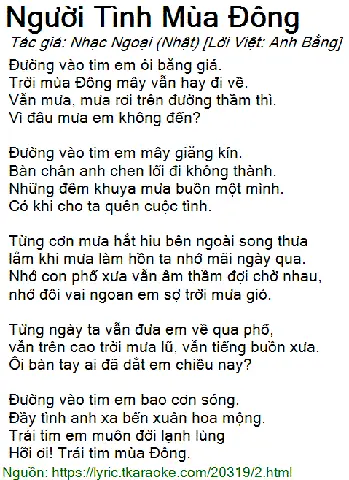 Người Tình Mùa Đông Tiếng Nhật Người Tình Mùa Đông Tiếng Nhật