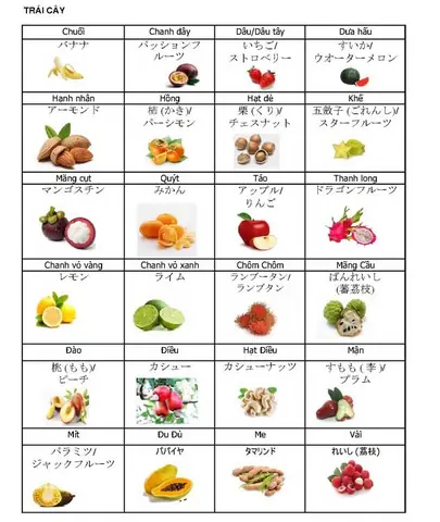 Quả Chôm Chôm Tiếng Nhật