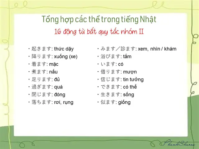 Tất Cả Các Thể Trong Tiếng Nhật