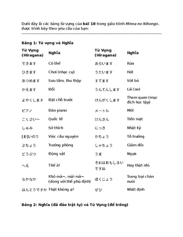 Tiếng Nhật Bài 18