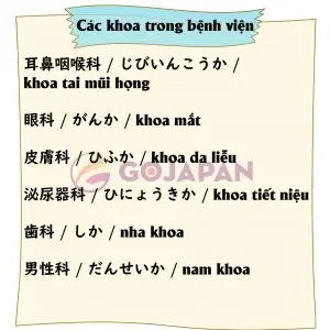 Từ Vựng Khám Bệnh Tiếng Nhật