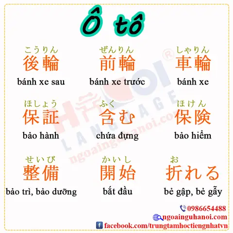 Từ Vựng Ô Tô Tiếng Nhật