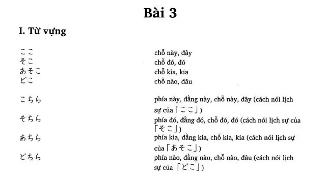 Từ Vựng Tiếng Nhật Bài 3