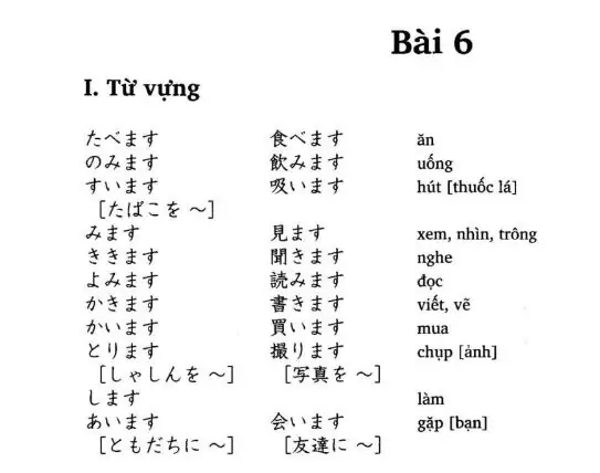 Từ Vựng Tiếng Nhật Bài 6 Từ Vựng Tiếng Nhật Bài 6