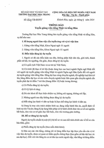 Tuyển Giảng Viên Tiếng Nhật Đại Học