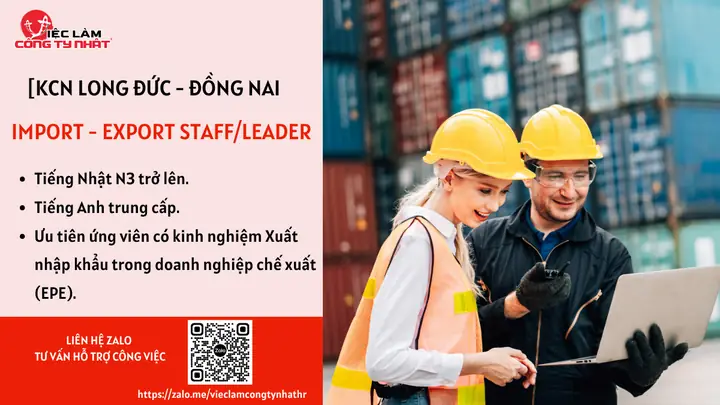Việc Làm Xuất Nhập Khẩu Tiếng Nhật